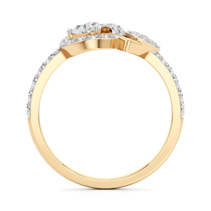 Yellow Gold Pear Cut Diamond Engagement <b>Ring</b> Geometric Design For Women - Product Image 3