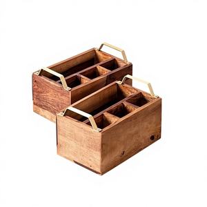 Porta cubiertos de madera de acacia con mango metálico, estilo nuevo, clásico y moderno, craftera exports - Product Image 3