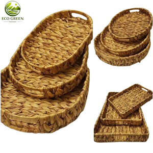 Plateau en jacinthe d'eau VIETNAM ECO GREEN, matériau organique, écologique, forme géométrique, artisanat, décoration moderne pour la maison - Product Image 1
