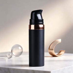 ขวดปั๊มสุญญากาศแบบพกพา PP Snap-Lock Frosted สำหรับรองพื้นและผลิตภัณฑ์บำรุงผิว ขนาด 5 มล./10 มล./15 มล. สีดำ ทำจากพลาสติก - Product Image 1