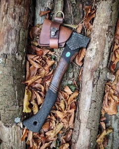 Handmade 19-Inch D2 Steel <b>Axe</b> Damascus Steel Hunting Hatchet Custom Wood <b>Handle</b> Forged Industrial Camping Tool Protective Cover - Product Image 3