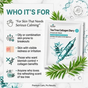 BIAIfekt K-Beauty Tea Tree Collagen Gauze Cell 30 Day Ampoule Face Sheet Mask Acne Pore Korea 25ml - Product Image 4