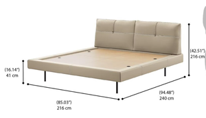 Modern PU Leather Upholstered Japanese Japandi Style <b>Bed</b> King <b>Size</b> Tufted Headboard Midcentury Style Soft <b>Bed</b> Frame - Product Image 6