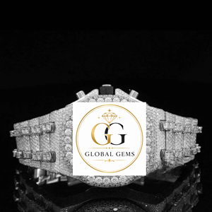 Indian Exporter Fashion White Iced Out Moissanite Diamond Watch Rubber Strap and Hip Hop Style Available for Competitive Price - Product Image 1