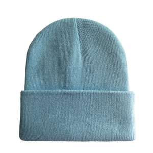 Bonnet en tricot bleu clair 100% acrylique, couleur unie, unisexe, pour adultes, usage décontracté - Product Image 6