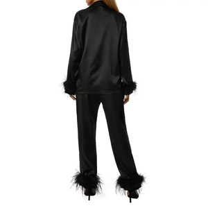 Pyjamas en satin de soie sur mesure, design OEM, vêtements de nuit à manches longues - Product Image 2