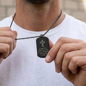 religious christian souvenir gifts motto phrase engraved custom metal <b>dog</b> <b>tag</b> <b>necklace</b> for <b>men</b> - Product Image 1