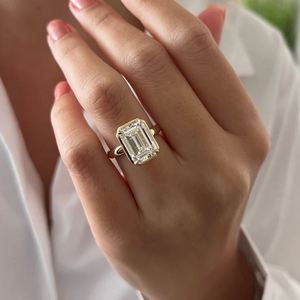 5.0 CT <b>Emerald</b> Cut Lab Grown Diamond 14K Gold Solitaire Engagement <b>Ring</b> Luxury Wedding Gift - Product Image 1