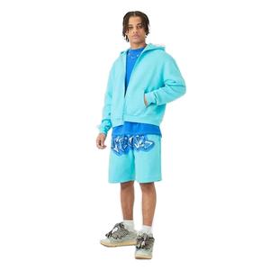 Conjunto de pantalones cortos y Sudadera con capucha Y2K azul con gráfico personalizado, traje con estampado de grafiti para hombre, ropa de calle, chándal ligero de 2 piezas, vendedor - Product Image 1