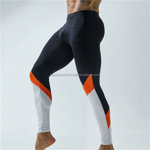 Venta al por mayor sólido pesado hombres cintura alta longitud completa Fitness Leggings Spandex/Nylon Material alto estiramiento transpirable comodidad - Product Image 6