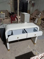 Console de bureau moderne en bois massif à quatre tiroirs, incrustation d'os faite à la main, qualité supérieure, écologique, artisanat indien naturel