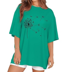 Nouvelle collection de t-shirts pour femmes, imprimés numériquement, confortables, décontractés, 100% coton, manches courtes, grande taille, épaules tombantes, Bangladesh - Product Image 1