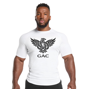 Camiseta Deportiva de Manga Corta para Hombre, Personalizable, Compresión, Corte Ajustado, Color Sólido, para Gimnasio y Uso Diario, 240g, Secado Rápido, Transpirable - Product Image 1
