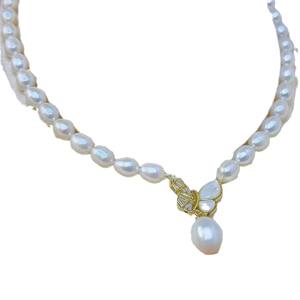 สร้อยคอมุกน้ำจืดสีขาวธรรมชาติขนาด 7-8 มม. พร้อมตัวล็อคเงิน S925 แสงเย็นเสริมลุคหรูหรา - Product Image 4