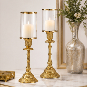 Luxury Vintage <b>Brass</b> Candle <b>Holder</b> Set Elegant Gold Metal Taper <b>Candlestick</b> for Wedding Reception Festive Table Decor - Product Image 4