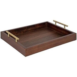 Bandeja Rectangular Clásica y Duradera de Madera y Resina para Servir Desayuno, Té, Café, Comida y Bocadillos - Ideal para Bodas - Product Image 6