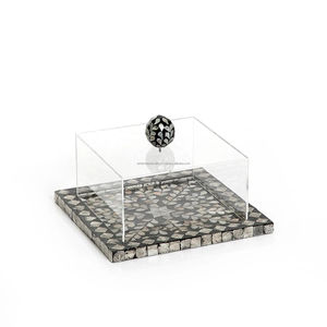 Wholesale Supplier Luxury Crafts Round <b>Glass</b> <b>Cake</b> <b>Stand</b> With Bone Inlay Plate Type Platter for Home Wedding Table Top Decoration - Product Image 1