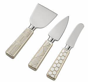 Juego de 3 Cuchillos para Queso de Metal, Diseño Exclusivo, para Hogar, Hotel, Restaurante, a Precio Accesible, de White Royals, al por Mayor - Product Image 1
