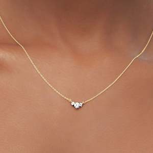 Three Stone Lab Grown Diamond IGI Certified Pendant <b>Necklace</b> in 14K White Gold Luxury <b>Delicate</b> Everyday Wear Elegant Party Gift - Product Image 3