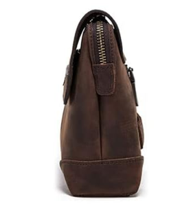 Pochette en cuir marron avec fermeture à pression et bandoulière, design décontracté, modèle A8 de Fazmax Corporation - Product Image 4