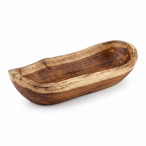 Tazón Ondulado de Madera de Teca Sólida de Grado Alimenticio, Tallado a Mano con Forma de Hoja, Utensilio de Cocina Premium Balinés, Vajilla Antiadherente - Product Image 1
