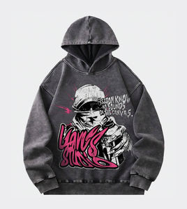 เสื้อฮู้ดผู้ชายสีพื้นแบบฟอกสี  บุขนแกะ หนา 380 กรัม ทรงหลวม  ลายถักโครเชต์ 3 มิติ คอลเลคชั่นฤดูหนาว ปี 2026 - Product Image 1