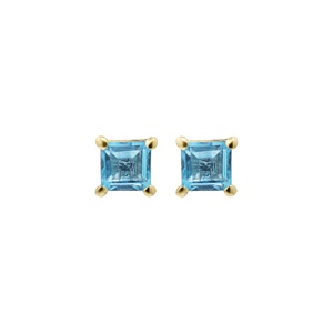 Boucles d'oreilles clous solitaires en argent sterling 925 massif avec topaze bleue naturelle taille carrée, bijoux fins pour femmes, vente en gros - Product Image 4