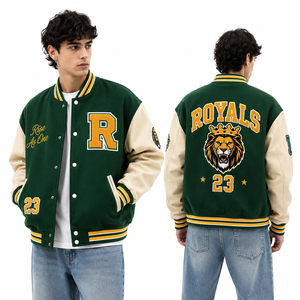 Chaqueta Letterman con parche bordado personalizado, mangas de lana, estilo bomber universitario para uniformes de equipos escolares, ropa deportiva de marca privada, ropa urbana. - Product Image 5