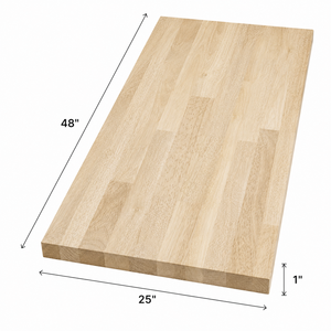 Solid Rubberwood Countertop 48x25x1 Inch Eased Edge Natural Woodgrain Kitchen Worktop Rustic Style Solid Wood Countertop - Product Image 2