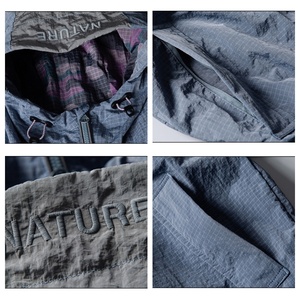 <b>Men's</b> Outdoor Coated Hooded Windbreaker <b>Jacket</b>-Waterproof Nylon Color Block <b>Camo</b> Chest Stripe Loose Fit S-XXL - Product Image 5