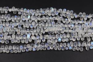 Pierre de lune arc-en-ciel naturelle de qualité AAA à facettes 5*7mm gouttes de briolette perceuse latérale de 8 pouces pour la fabrication de bijoux - Product Image 6