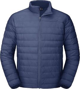 Men's Lightweight <b>Packable</b> Down Coat Waterproof Winter Hooded Stand Collar <b>Jacket</b> Front Logo 100% Filling Casual Storage Pouch - Product Image 2