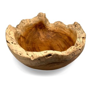 Handcrafted Teak <b>Wood</b> Bowls Twisted Rim Design <b>Rustic</b> Brown Wholesale - Product Image 4