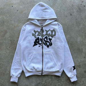 Custom 3D Puff Print Hoodie Women Oversized Cropped Heavyweight 500GSM Fleece Streetwear Acid Wash Zip-Up Pullover Sweatshirt - Product Image 3