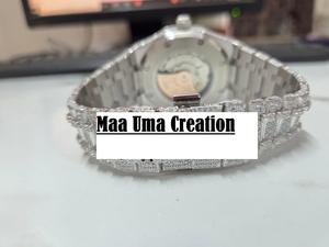 Reloj de Lujo con Diamantes de Moissanita VVS, Estilo Antiguo, con Correa de Acero Inoxidable, Esfera de Cristal, Personalizable en Varios Colores - Product Image 3