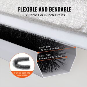 Spazzola per grondaie a livello del terreno, lunga 4,5 m, diametro 11 cm, protezione foglie da 12,7 cm per una facile pulizia delle grondaie - Product Image 5