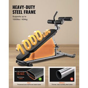 Panca per Addominali in Acciaio Resistente con 4 Altezze Regolabili, Maniglia per Crunch Inverso, Capacità 450 Kg - Product Image 3