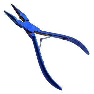 Pince à cils en acier inoxydable bleu plasma avec boucle à billes et crochet - Outil professionnel pour extensions capillaires et usage esthétique - Product Image 2