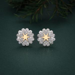 Flower Shape <b>Silver</b> Plated Minimalist <b>Stud</b> Earrings Classic Unisex Engagement & Anniversary Everyday Wear Jewelry - Product Image 2