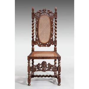 Luxury Handcrafted Solid Wood Dining Chair Ornate Cherub Carving <b>Barley</b> Twist Legs Cane Seat - Product Image 5