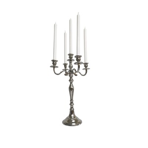 Candélabre de mariage argenté à 5 lumières Pièce maîtresse en aluminium et métal pour décoration de mariage et de fête Fournitures pour événements Porte-bougie - Product Image 3