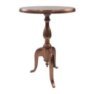 Luxury <b>Silver</b> Aluminum Side <b>Table</b> with Natural Wood Top Round Pedestal Accent <b>Table</b> for Modern Home Hotel Lounge Furniture - Product Image 4