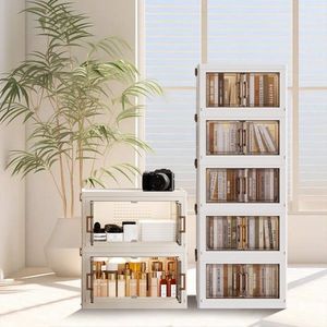 Organizzatore Pieghevole a Due Livelli con Coperchio Trasparente e Ruote, Scatola di Plastica Richiudibile per Stoccaggio, Piccolo Organizer - Product Image 6