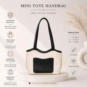Elegant Two Tone Leather Tote <b>Bag</b> for Women | Spacious Shoulder Handbag <b>Long</b> Handle Daily Office Travel Purse Premium Design - Product Image 5