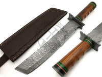 Nouveau couteau de chasse artisanal en acier Damas, robuste, pour l'extérieur, avec manche en bois de noyer et étui, lame fixe ultra-affûtée pour le camping et la survie