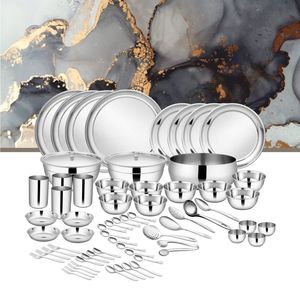 Juego de cena de acero inoxidable 65 PCS para 4 personas Juegos de vajilla Premium Shagun - Product Image 2