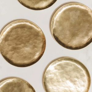 Modern Round Brass <b>Tray</b> Decorative Serving Plate for Coffee Table <b>Vanity</b> Countertop Home Hotel Restaurant Use - Product Image 5