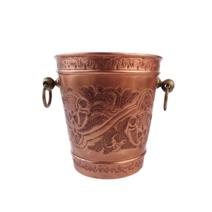 ถังน้ำแข็งทองแดงขัดเงาทรงกลม ถังแช่ไวน์โลหะสไตล์วินเทจ ทำด้วยมือ สำหรับงานปาร์ตี้ ที่ใส่เครื่องดื่ม อุปกรณ์บาร์ ถังแช่ไวน์ - Product Image 3