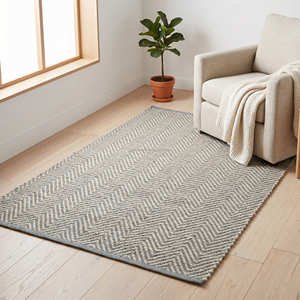9' x 12' <b>Micro</b> Herringbone Handloom Jute Area Rug for Living Room Scandinavian Organic Modern & Quiet Luxury Home - Product Image 1