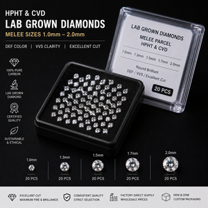 Suministro al por Mayor de Diamantes Melee Creados en Laboratorio 1.0mm 1.3mm 1.5mm 1.7mm 2.0mm HPHT CVD DEF VVS, Paquete de Diamantes Sueltos para Fabricantes de Joyas - Product Image 3